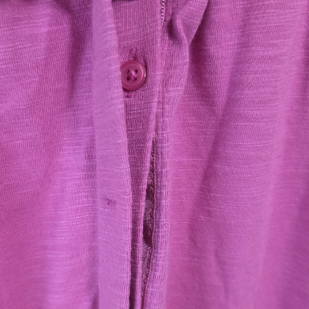 Soft Surroundings Mage/Pink Button Up Long Sleeve Lightweight Shirt Size Medium - Picture 2 of 7
